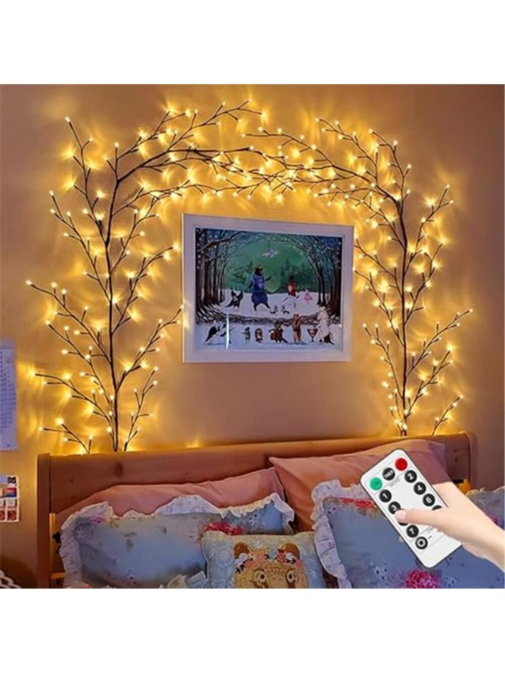 Lighted Willow Vine Branch Lights LED Wall Decor Remote Timer Warm White 144 LED